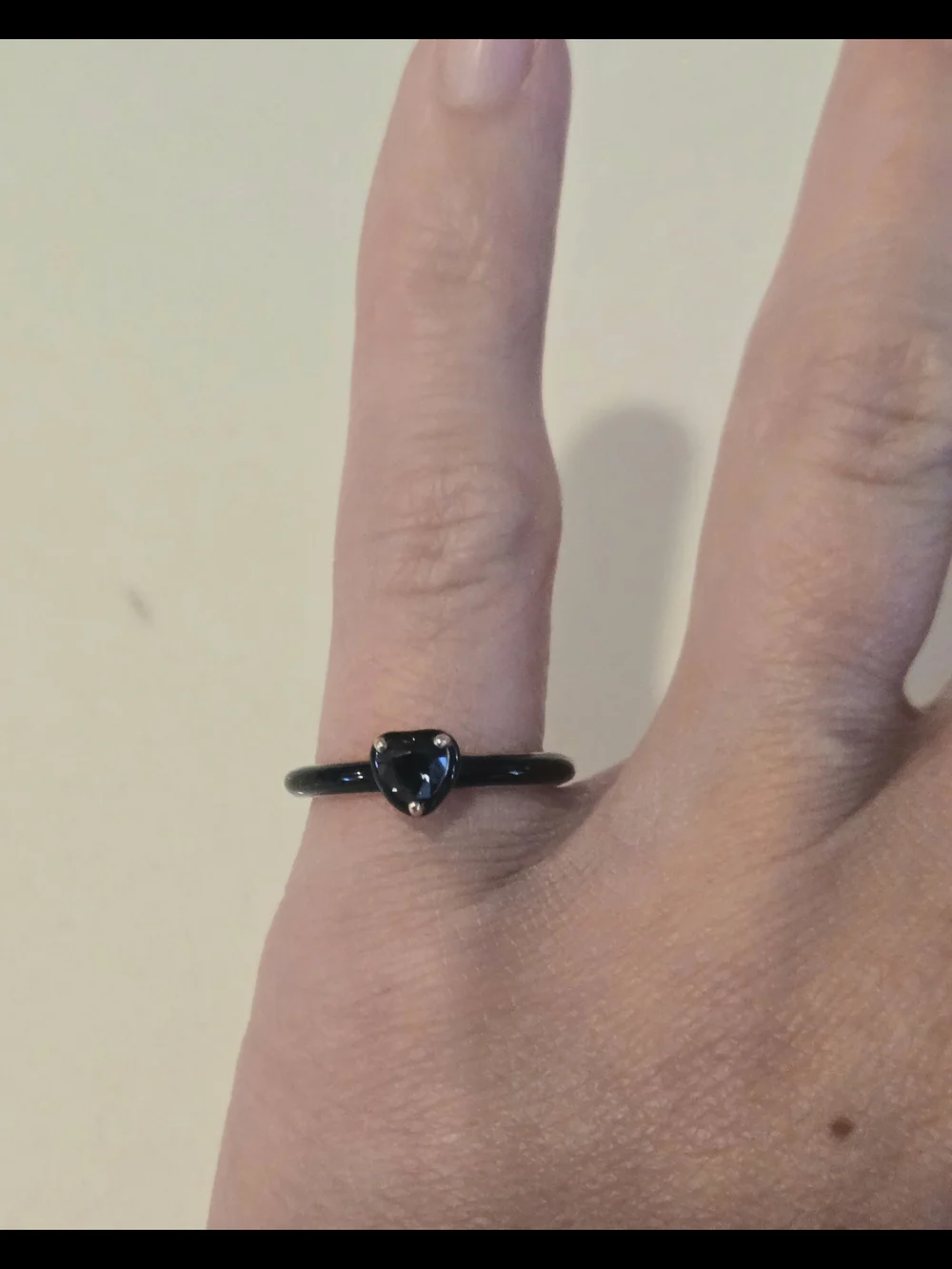 Pandora Heart-Shaped Black Stone Ring  Over SS. Sz. 3.75